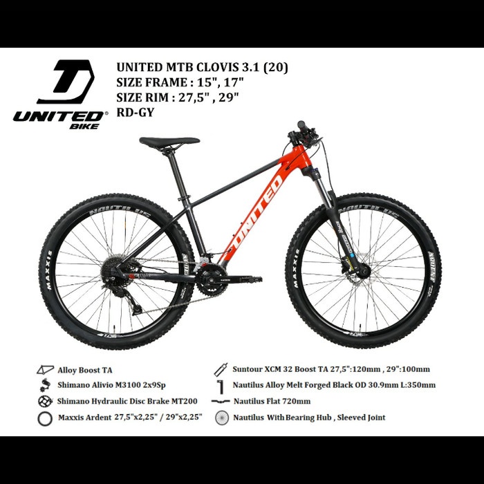 sepeda gunung 27,5" UNITED CLOVIS 3.1 ALLOY HIDROLIC