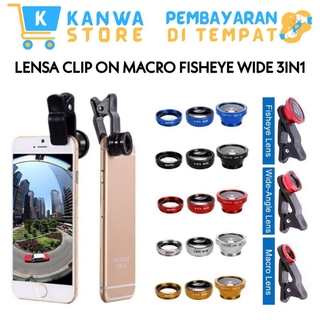 Lensa 3in1 HP Clip On Macro Fisheye Wide Angel Jepit Universal Semua Handphone Murah COD