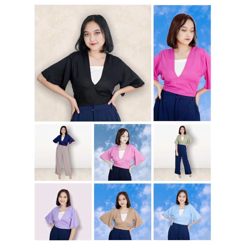 AZ.FS - ZFS OOTD Blouse Rara  / PEVITA Rayon Diamond Crop Blouse  / Blus Wanita Terbaru
