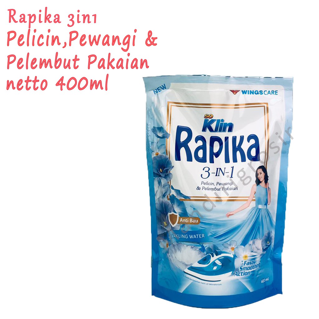 Pelicin,Pewangi&amp;pelembut pakaian *Rapika 3in1 * Sparkling water * 400ml