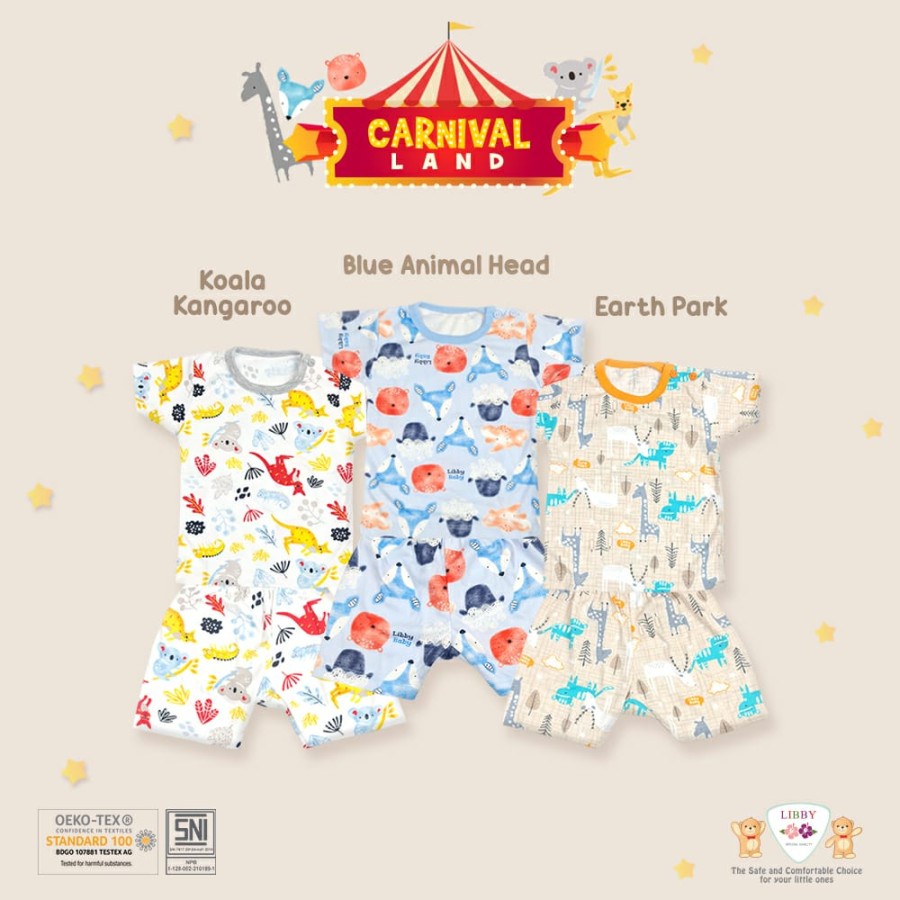 Setelan Anak Laki laki Perempuan Libby Baby Setelan Oblong Baju Pendek Celana Pendek S M L XL XXL