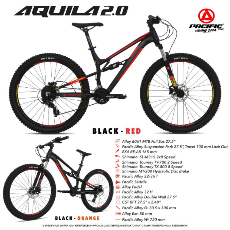 Sepeda Gunung MTB Full Suspension Pacific Aquila 2.0