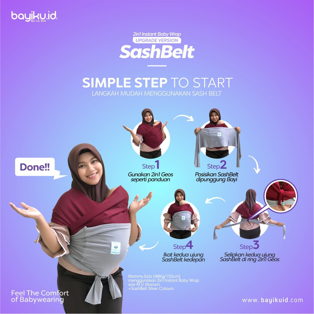 Sashbelt untuk Upgrade Baby Wrap 2 in 1 Bayiku