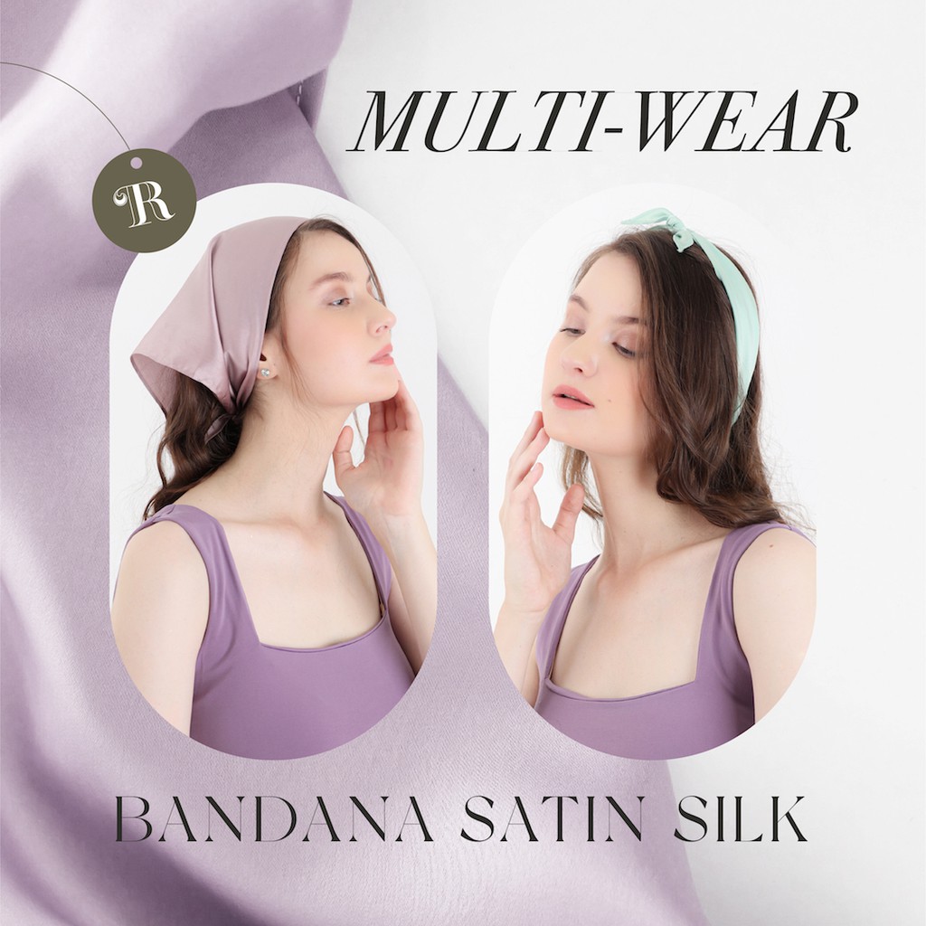 Grosir (SSC) Bandana Segitiga Satin Silk The Rituale Bando Turban Triangle Headband Scarf Premium
