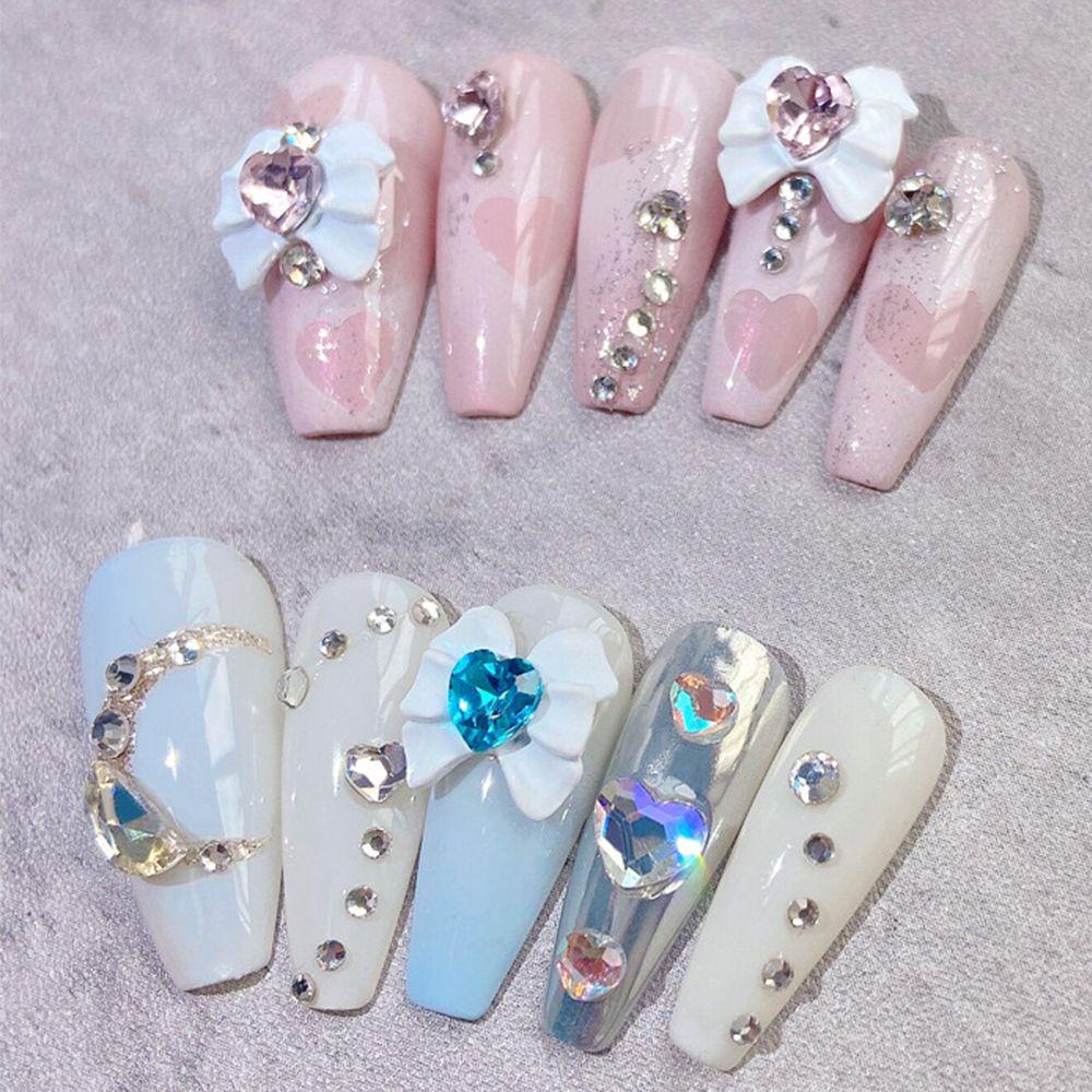 2 Pcs Kristal Bentuk Dasi Kupu-Kupu Untuk Dekorasi Nail Art