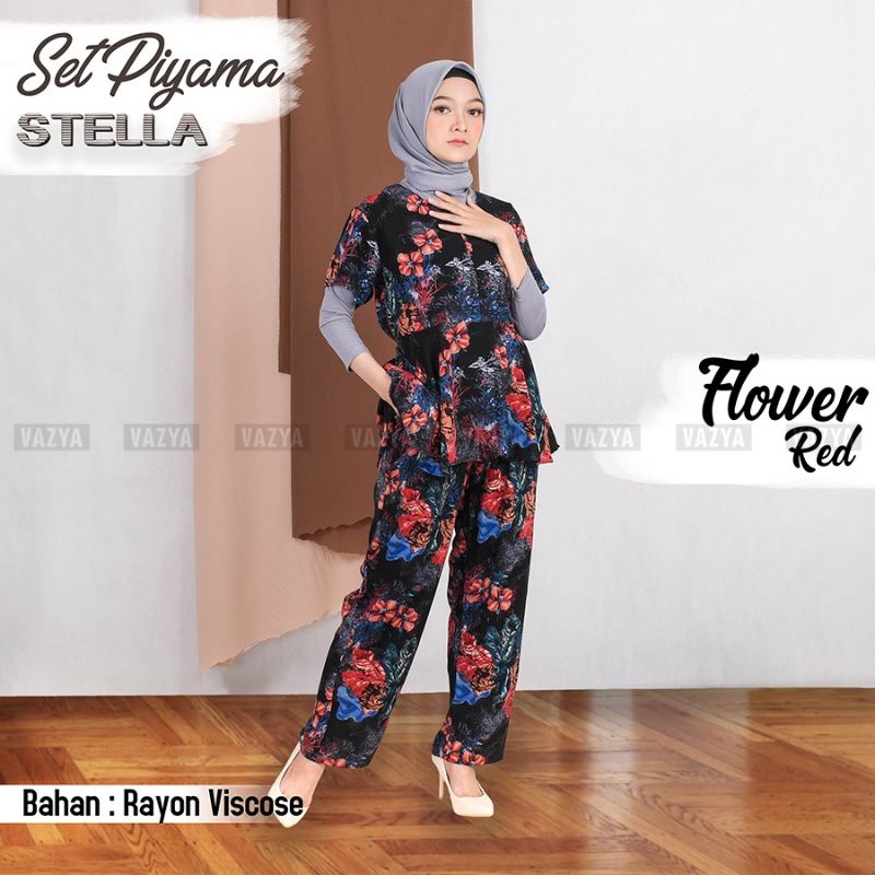 Setelan Wanita/Piyama Motif Rempel (Celana Panjang)