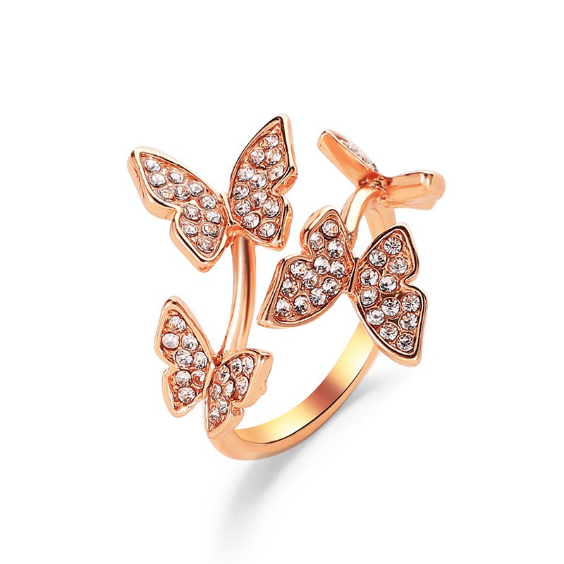 Cincin kupu-kupu berlian imitasi mode korea