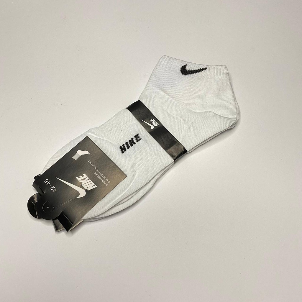 KAOS KAKI NIKE POLOS PRIA WANITA PENDEK TEBAL MOTIF ANTI SLIP GROSIR RESELLER COD SEMATA KAKI-PUTIH