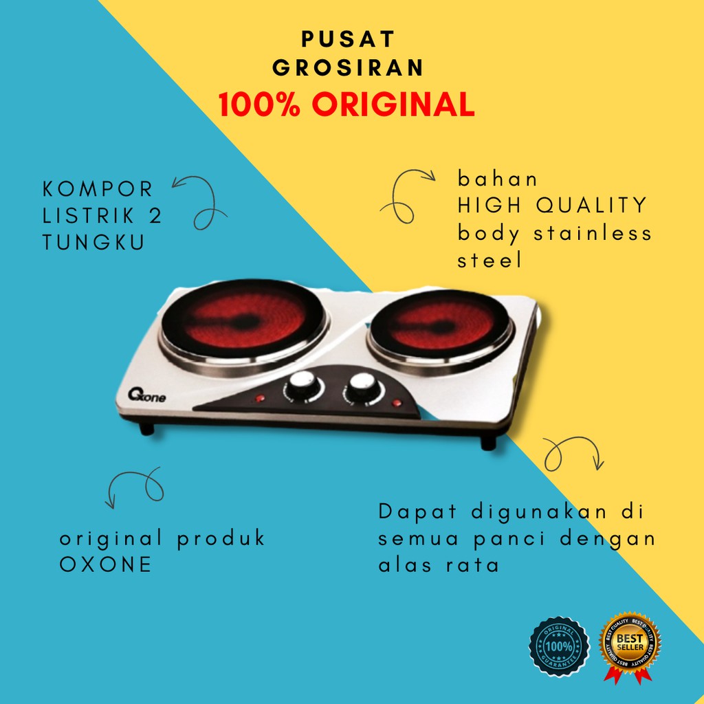 KOMPOR LISTRIK INDUKSI 2 tungku besar murah low watt promo dual burner OXONE gransi resmi F4A3