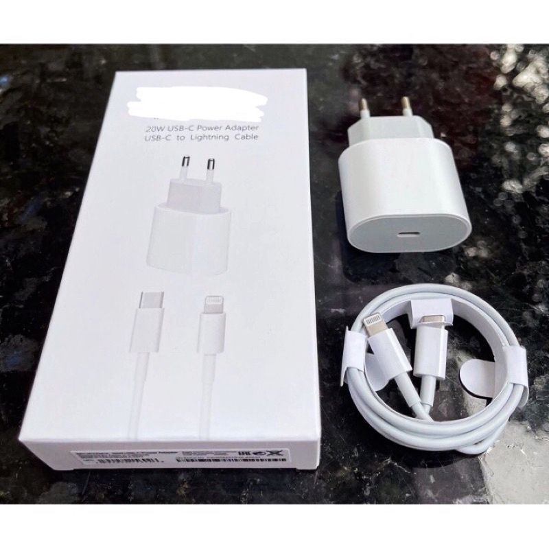 1SET POWER CHARGER USB TYPE C + KABEL FAST CHARGE 20WATT 7+/8+/X/XS/XR/XS MAX/11PRO/11/11PROMAX [12PR0MAX]