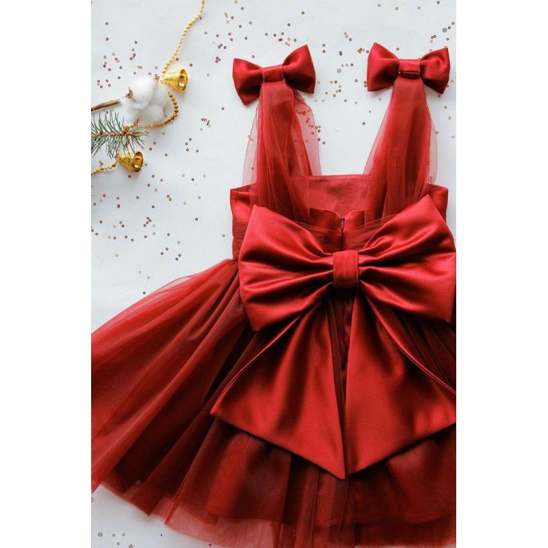 Aleesha baby gaun anak bayi merah dress bayi maroon