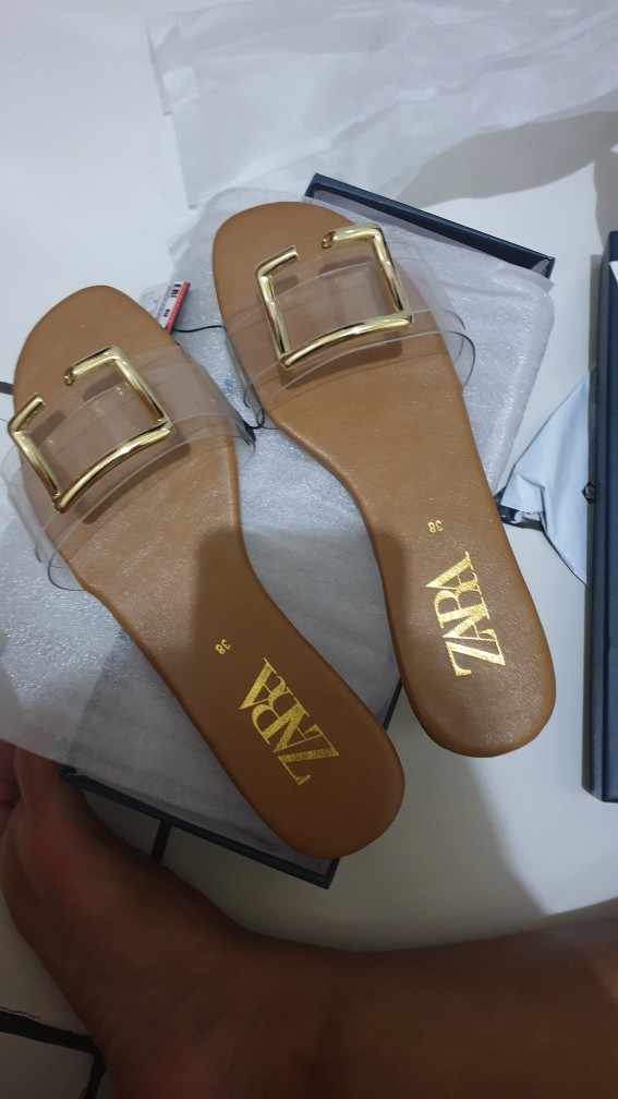 Zara Flat Vinyl Sandals  152 Shopee Indonesia