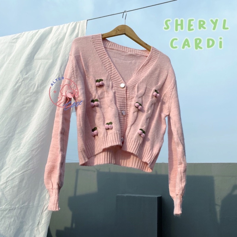 alter.cloth - SHERYL CARDI | Kardigan Rajut Korea Cherry Merah Muda Pink Import