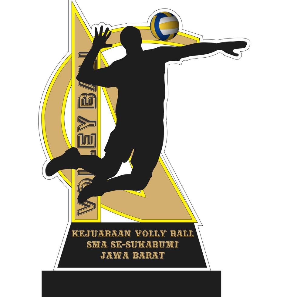 [KODE 047] Trophy/Piala/Plakat/VolleyBall/Bahan Akrilik 3mmdan 6mm/Free Desain Suka-Suka/Trophy Voll