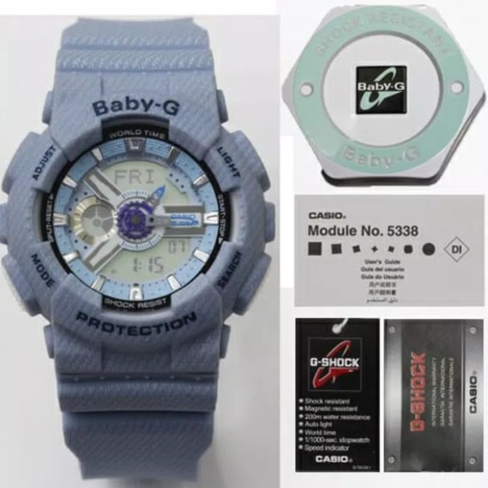 Jam Tangan Wanita Casio Baby-G / Baby G-Shock BA-110 Denim Fullset Box Original Termurah