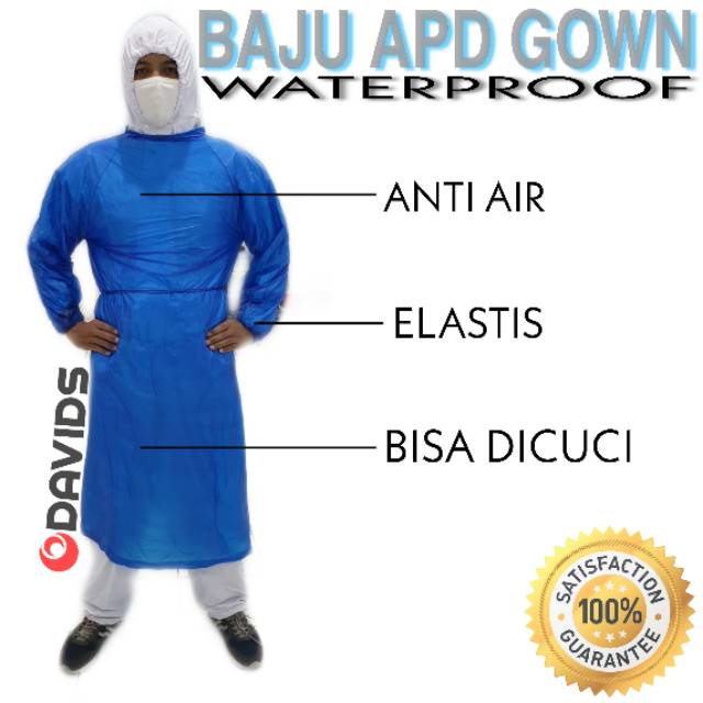 Baju apd hazmat medis bisa dicuci / baju apd gown anti air