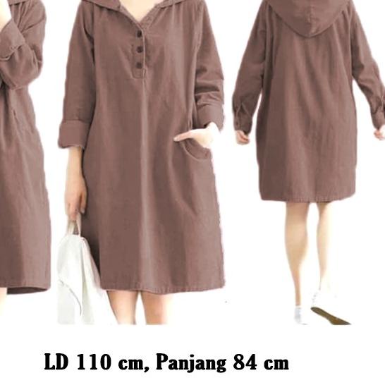 LM 15052 Baju Atasan Wanita TUNIK HOODIE KATUN JEPANG Tunic TERBARU