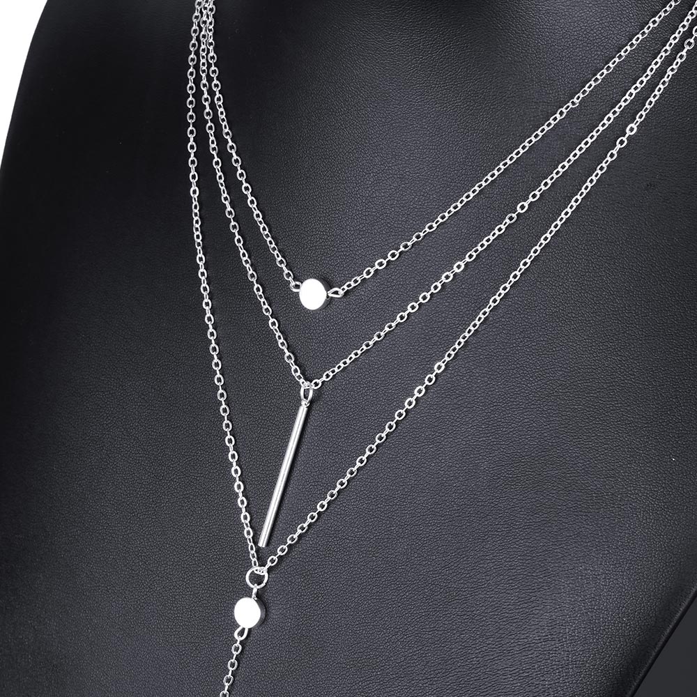 3 multilayer Necklace Tassel Charm Bar statement Pendants Necklace for Women gift