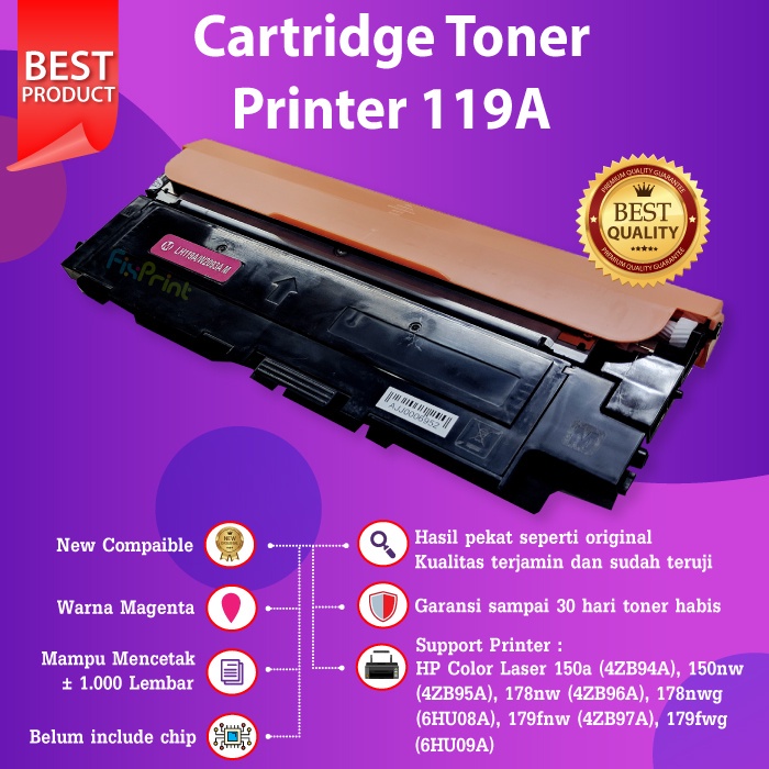 Cartridge Toner Compatible 119A HP W2090A Black W2091A Cyan W2093A Magenta W2092A Yellow 150a M178nw