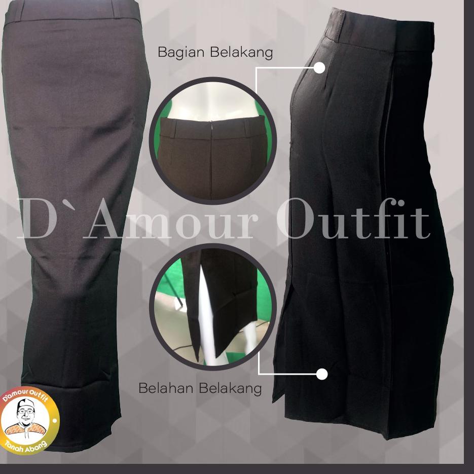 ➥ Rok Span Panjang BELAH BELAKANG Ukuran S M L XL Bahan Gabardine Premium Hitam Navy Abu Mocca Cokla