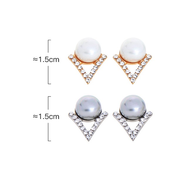 LRC Anting Tusuk Fashion Pearl Geometric Studded Pearl Stud Earrings D82023