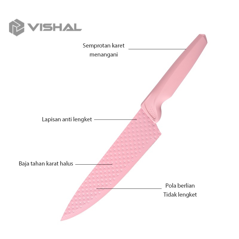 VISHAL Diamond Knives Set Pisau Berlian Cookware Pisau Dapur Anti Lengket VS-1844