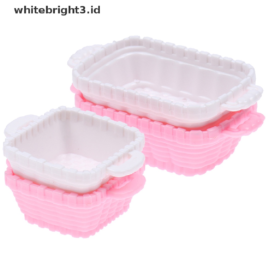 {whitebright3.id} 4Pcs Environmental Miniature Food Model Decoration Dollhouse Accessories Basket ,