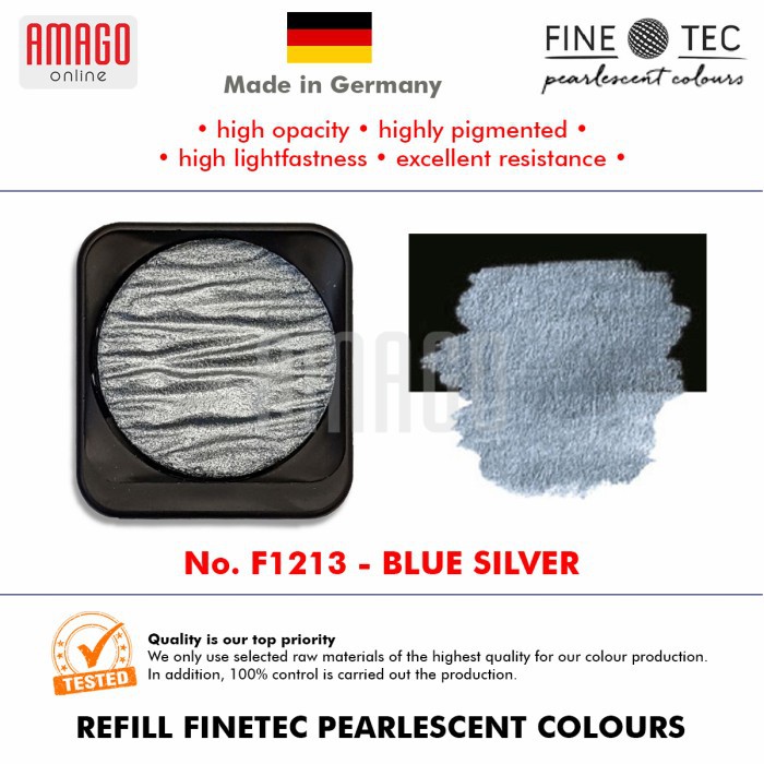 FINETEC - Pearlescent Watercolour - F1213 Blue Silver - Round 30mm