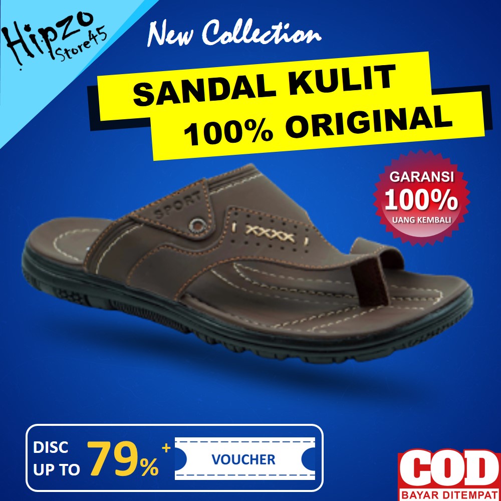 Sandal Kulit Pria HIPZO CT22 Sandal Pria Sandal Kulit Pria Terbaru Sandal Fashion Pria Sendal Cowok 