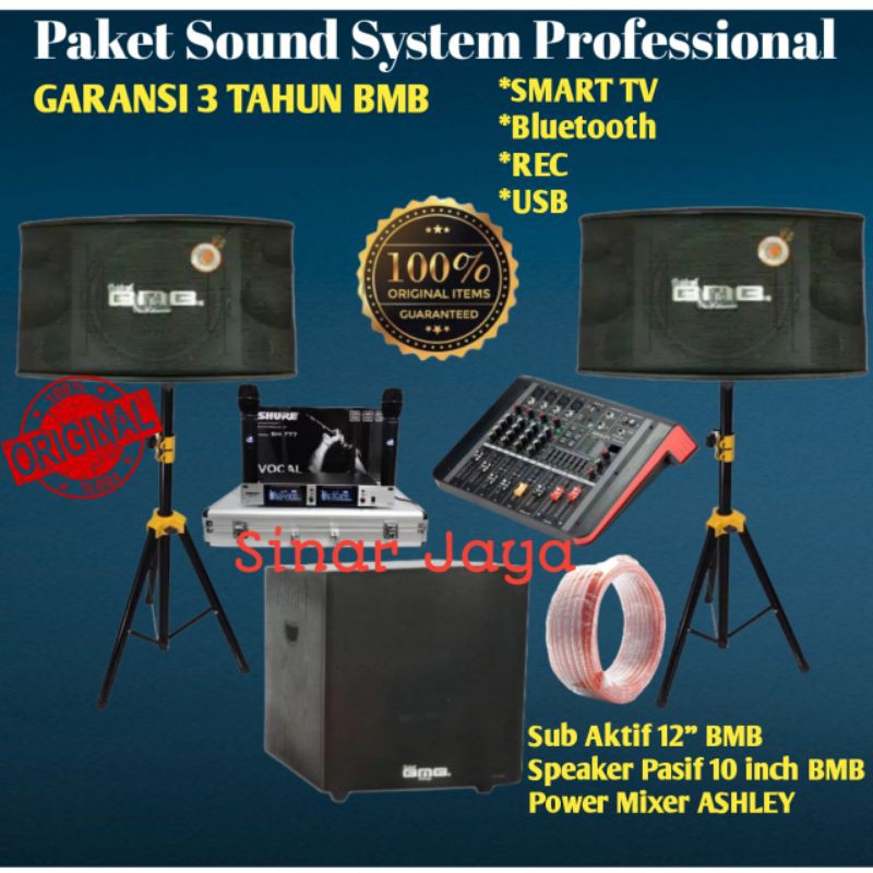 Paket Karaoke Sound system BMB 10 inch + Subwoofer Aktif 12 inch BMB