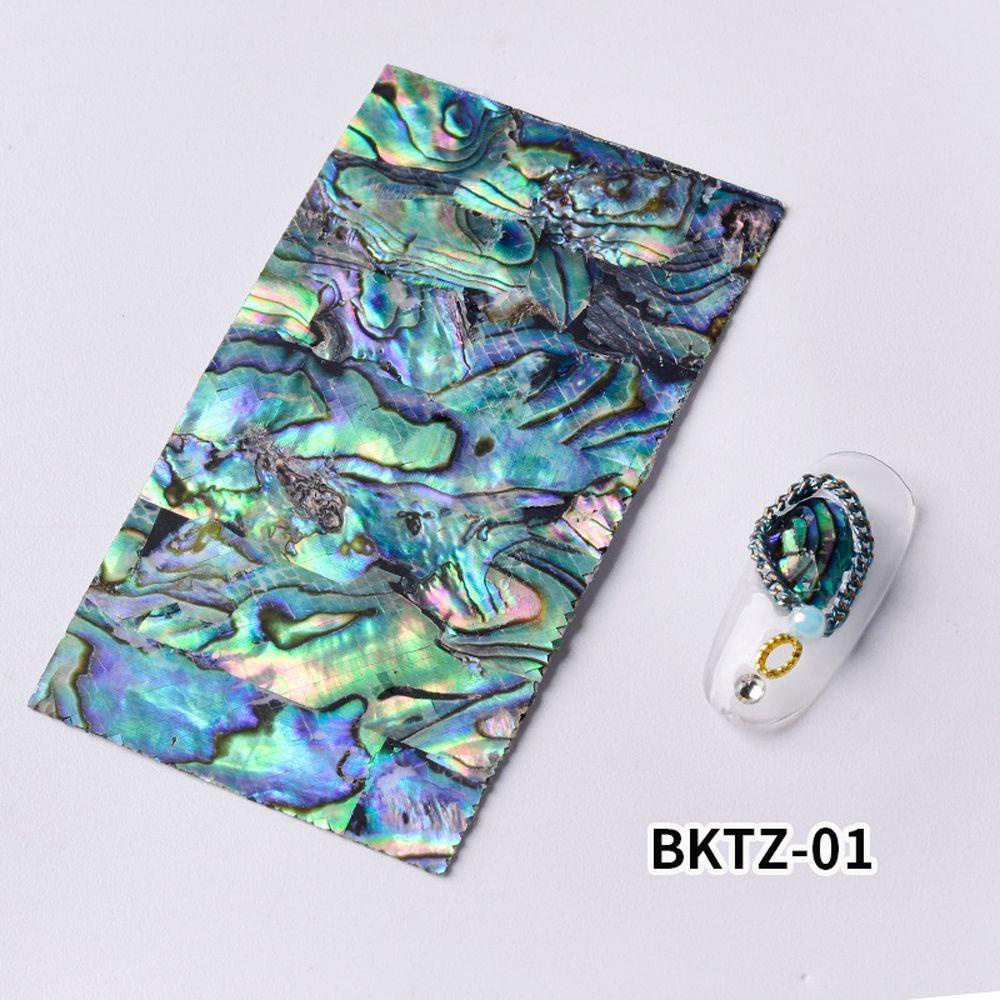 Nickolas1 3D Stiker Kuku Secercah Perekat Wanita Kuku Foil Abalone Shell Slice Nail Art Dekorasi