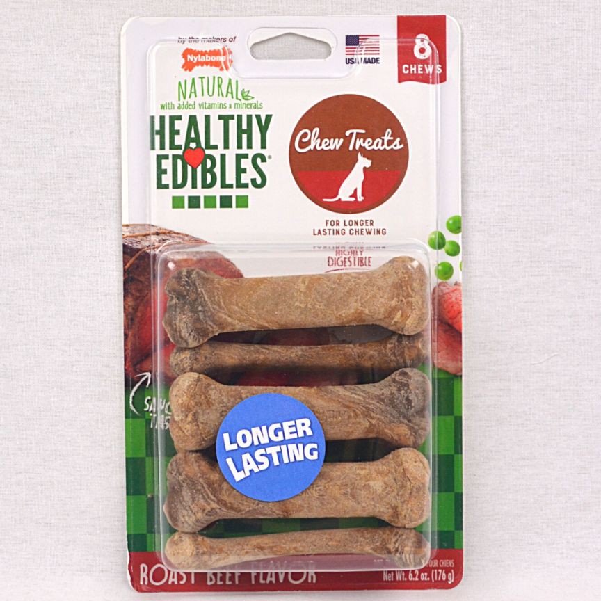

NYLABONE Snack Anjing Healthy Edibles Roast Beef PETITE 8pcs