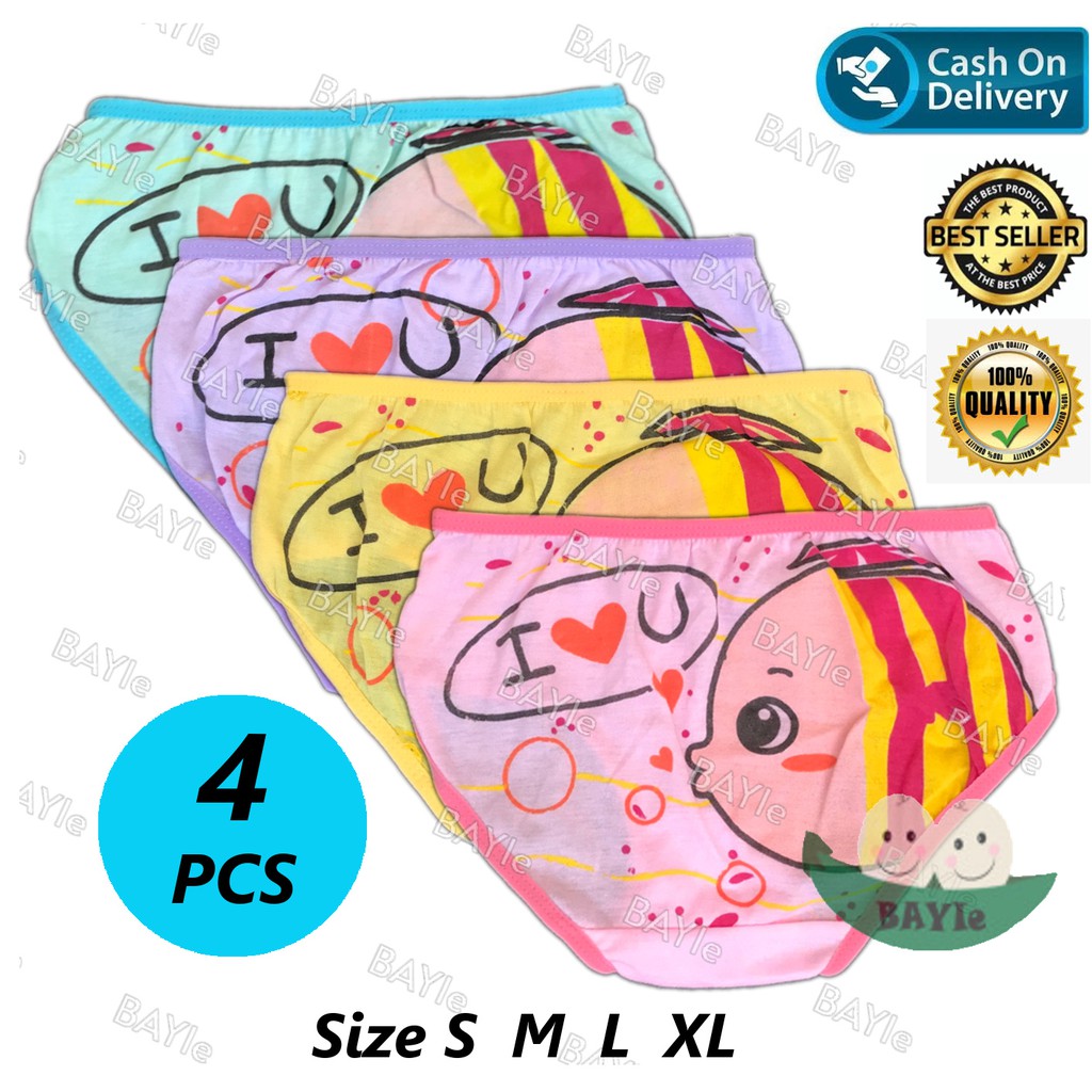 BAYIe - 4 PCS Celana Dalam/CD Anak Perempuan Cewek ESSEN/CERIA /Calana dalam Bayi Perempuan Size S M L XL