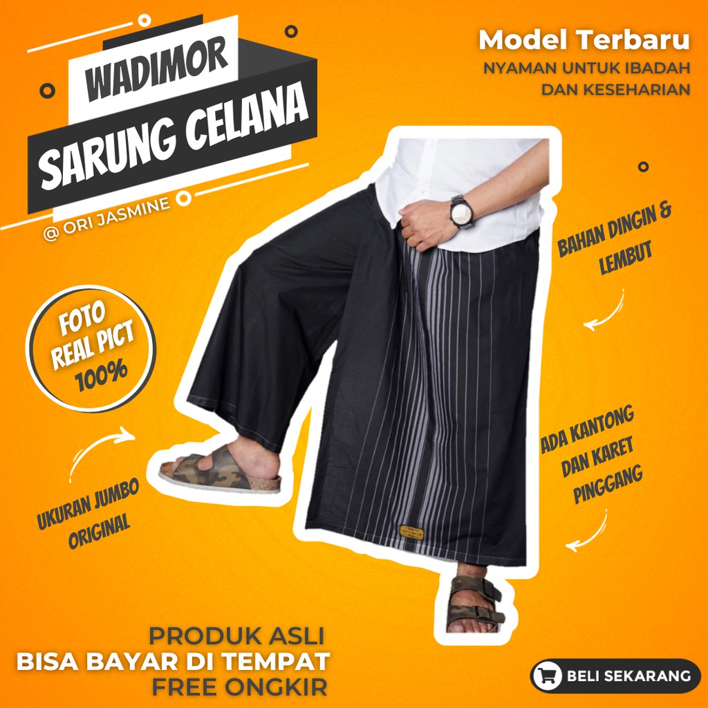 Sarung celana dewasa muslim wadimor jumbo polos hitam tumpal motif bali pria murah