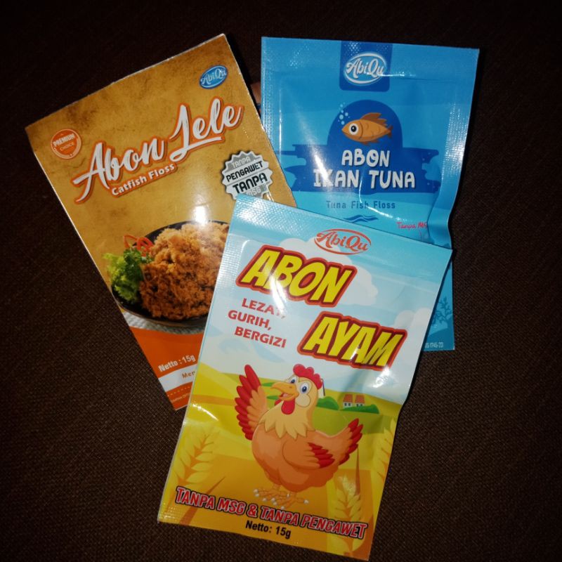 

Abon Abiqu Paket hemat 3 Varian (Abon lele, abon ayam, abon tuna)
