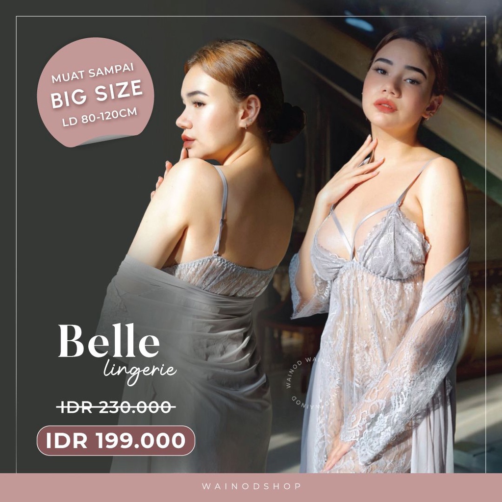 BELLE S-2XL sexy lingerie set (dress + kimono) - WAINODSHOP