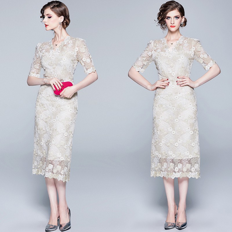 white lace vintage dress