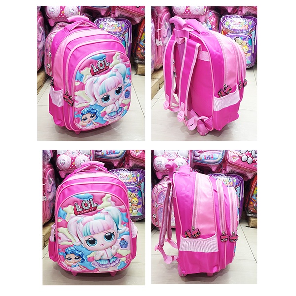 TAS DORONG TROLLEY ANAK SEKOLAH SD GAMBAR KUDA PONY LILY ADA 3 RESLETING MOYIF TIMBUL 3RESLETING IMPORT ( Lily 16&quot; )