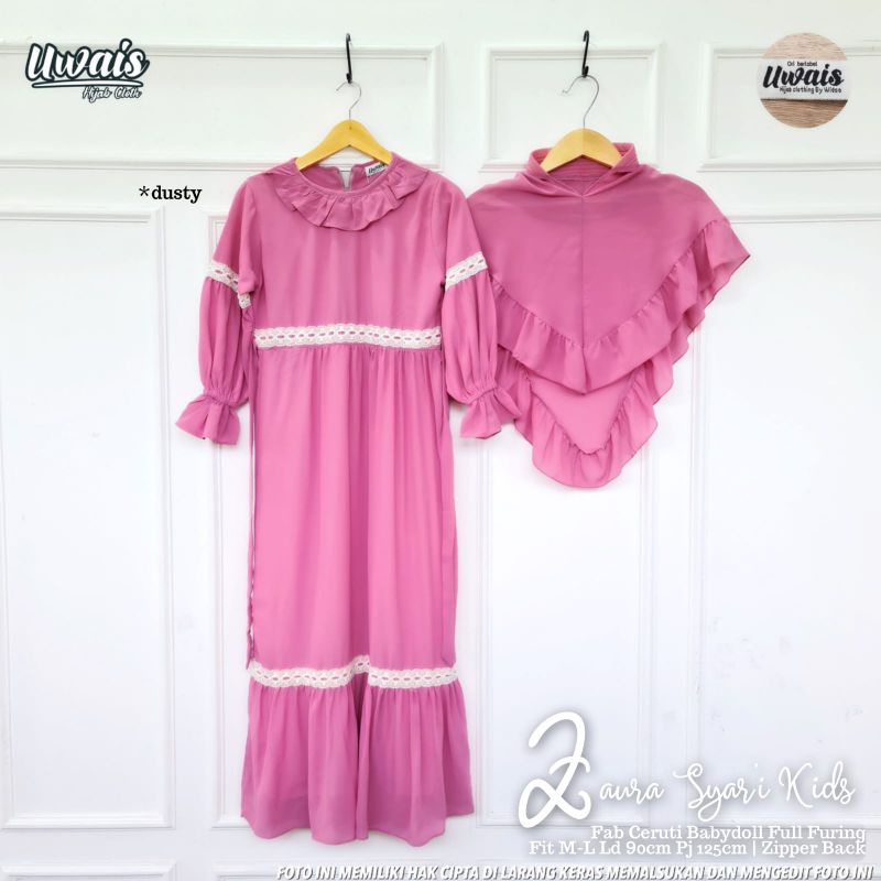 zaura syar'i kids/baju anak/gamis anak/dress anak/syari anak/gamis/dress/maxi/by uwais