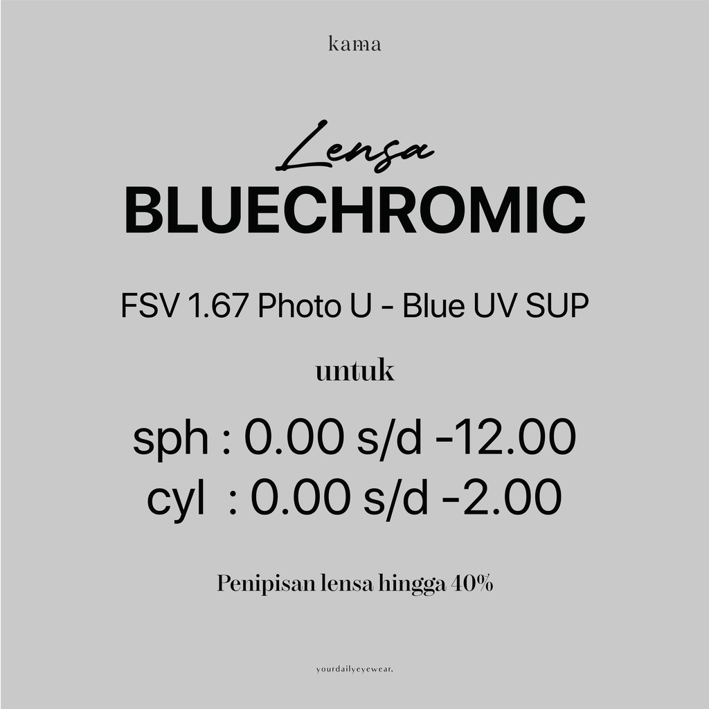 LENSA BLUECHROMIC PHOTOCHROMIC BLUE CUT HI BC