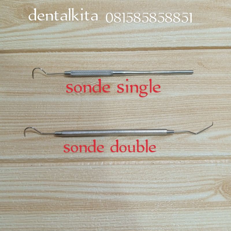 SONDE gigi Double ended>stainless steel dua sisi halfmoon