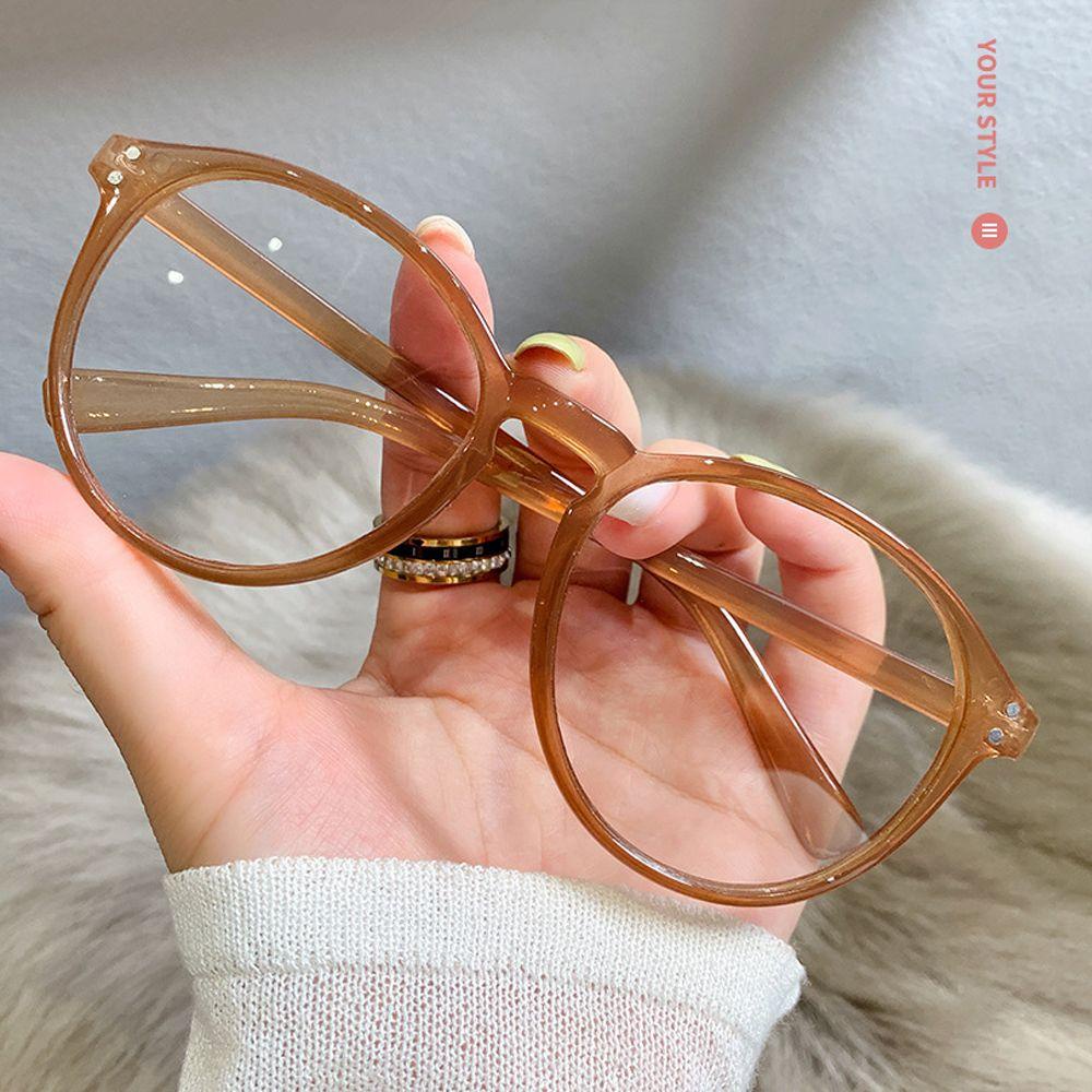 Lily -1.0~-4.0 Kacamata Myopia Vintage Perlindungan UV Brown/Black/Leopard Print Flat Mirror Eyewear