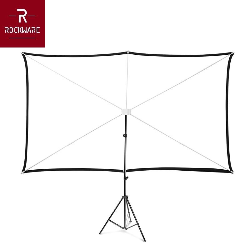 ROCKWARE Layar Proyektor 100 inch PVC Fabric - FREE Stand dan Tas