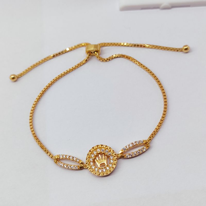 Gelang rantai serut mahkota ASLI SILVER (925)