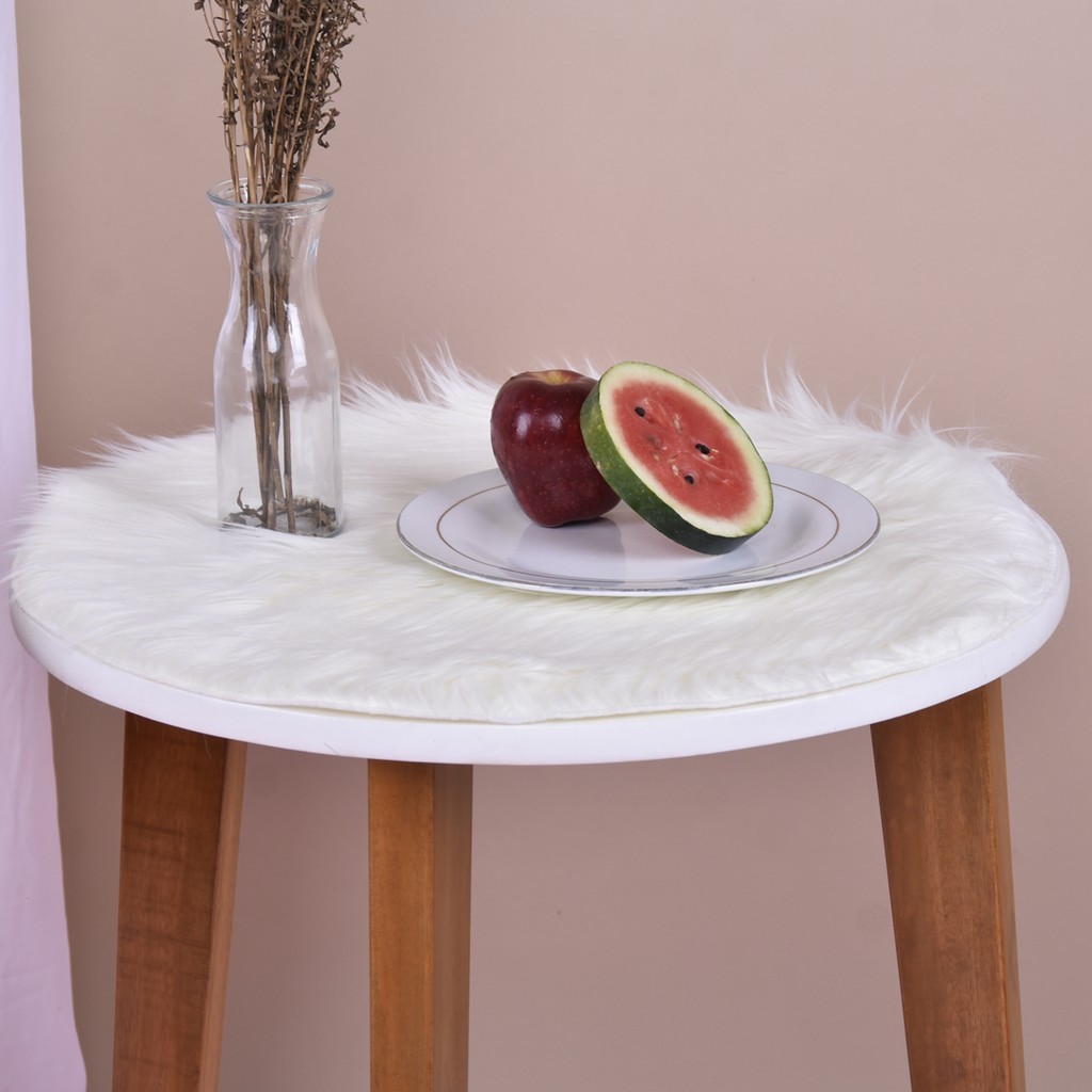 karpet bulu korea bulat diameter 30cm bisa digunakan untuk taplak meja bulat dan alas foto produk