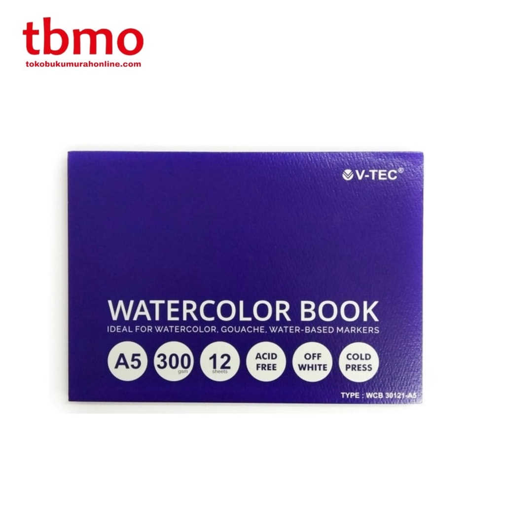 

TBMO WATER COLOUR WCB 30121 12SHEETS/300GR UK.A5 COLD PRESS V-TEC