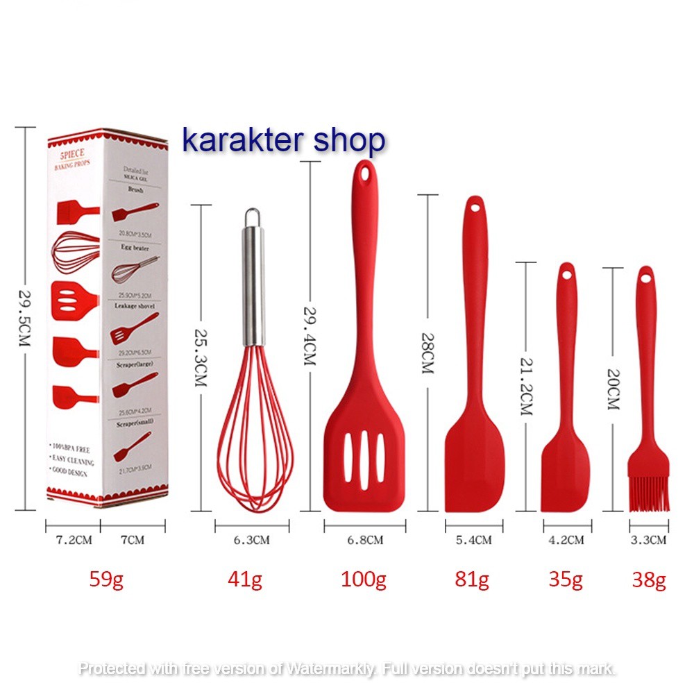 Baking Props 5 Pcs Kocokan Telur, Spatula 3 Pcs, Kuas Kue Silikon