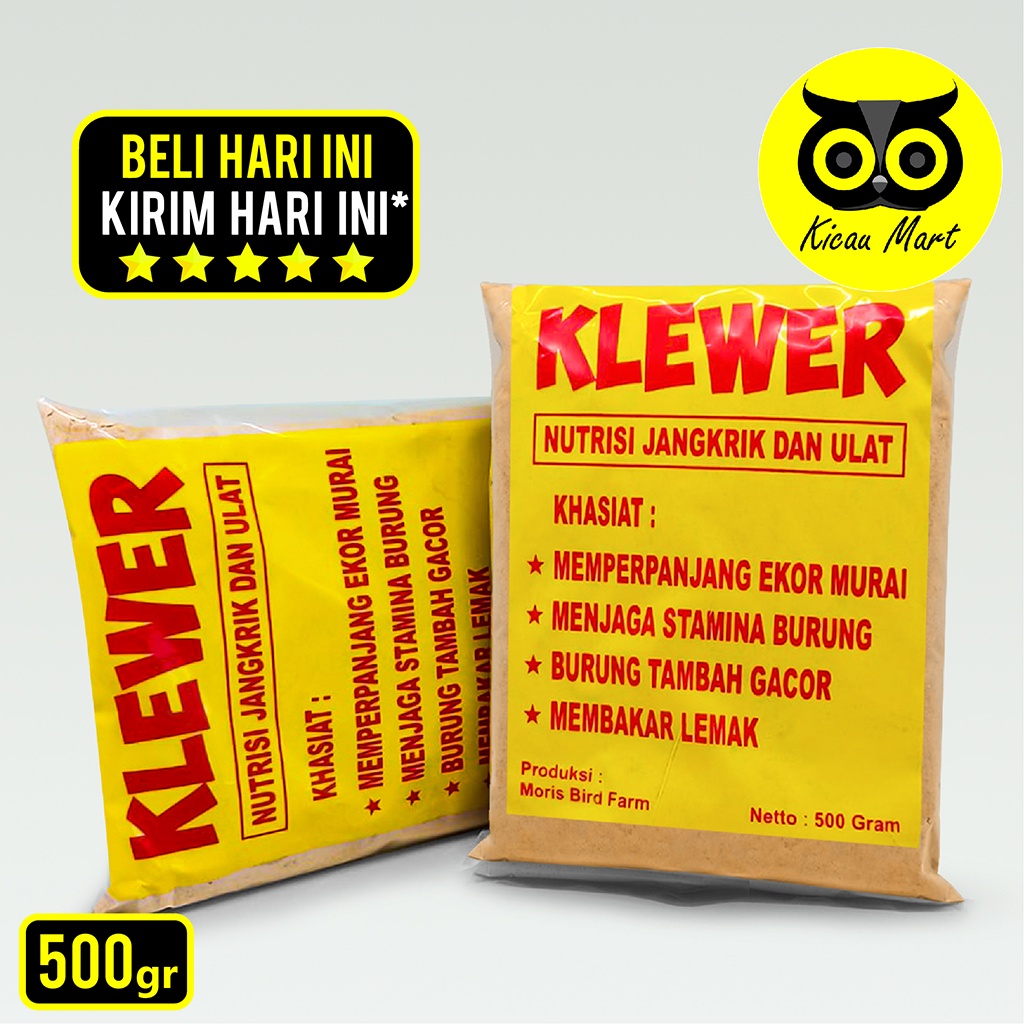 Pakan Klewer 500 Gr Makanan Nutrisi Jangkrik Ulat Berprotein Pakan Makanan Indukan Ternak Burung Murai Batu Gantangan Ekor Panjang Anis Kacer Gacor