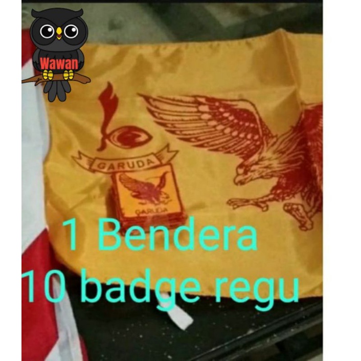 1 bendera regu dan10 biji bed bordir regu ( putra gambar hewan dan putri gambar bunga)