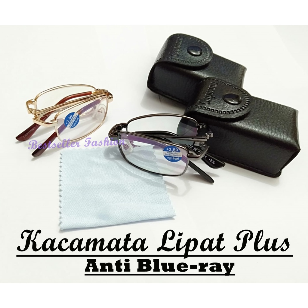 Kacamata Baca Lipat PREMIUM Lensa Plus Anti Radiasi +0.50 s/d + 4.00 Kacamata Pria Reading Glasses